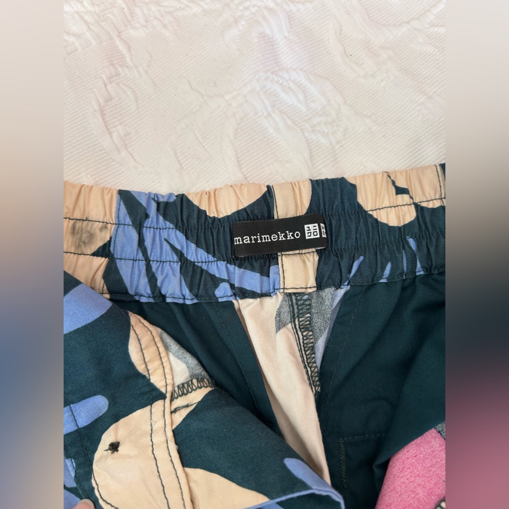 Marimekko Blue Beige Pink Floral Patterned Pants XS - Picture 6 of 11